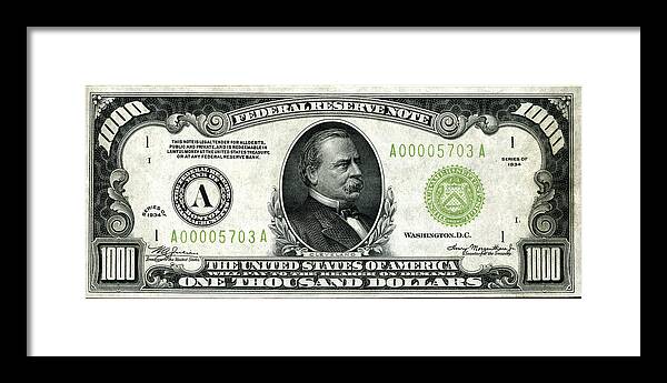1934 One Thousand Dollar Bill Framed Print