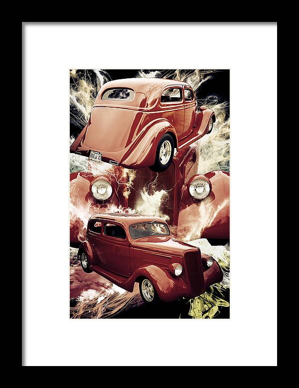 1935 Ford Framed Print featuring the photograph 1935 Ford Classic Red Car Photograph 7157.02 by M K Miller