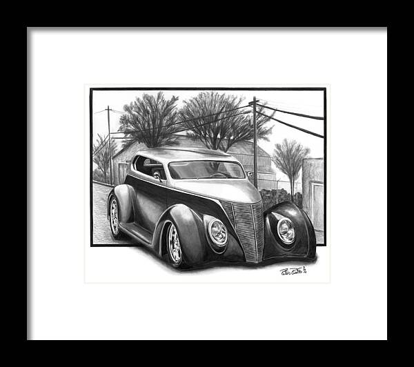 1937 For Sedan Framed Print featuring the drawing 1937 Ford Sedan by Peter Piatt