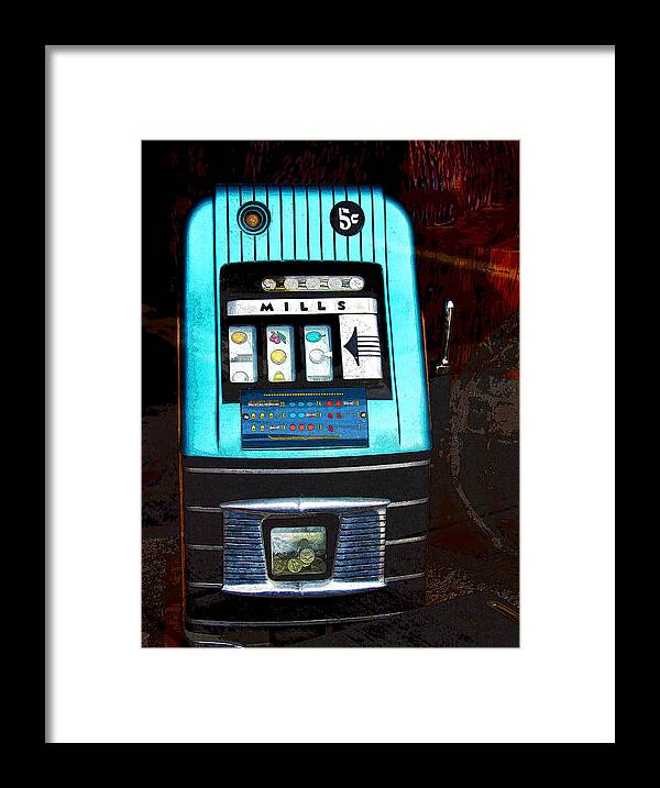 1945 Framed Print featuring the photograph 1945 Mills High Top 5 Cent Nickel Slot Machine by Karon Melillo DeVega