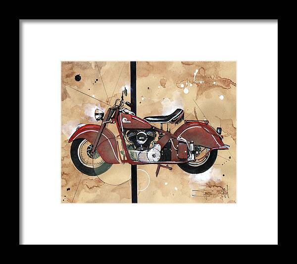 Motorcycle Framed Print featuring the painting 1946 Chief by Sean Parnell