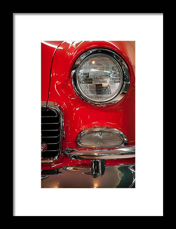 1955 Bel Air Framed Print featuring the photograph 1955 Chevy Bel Air Headlight by Sebastian Musial