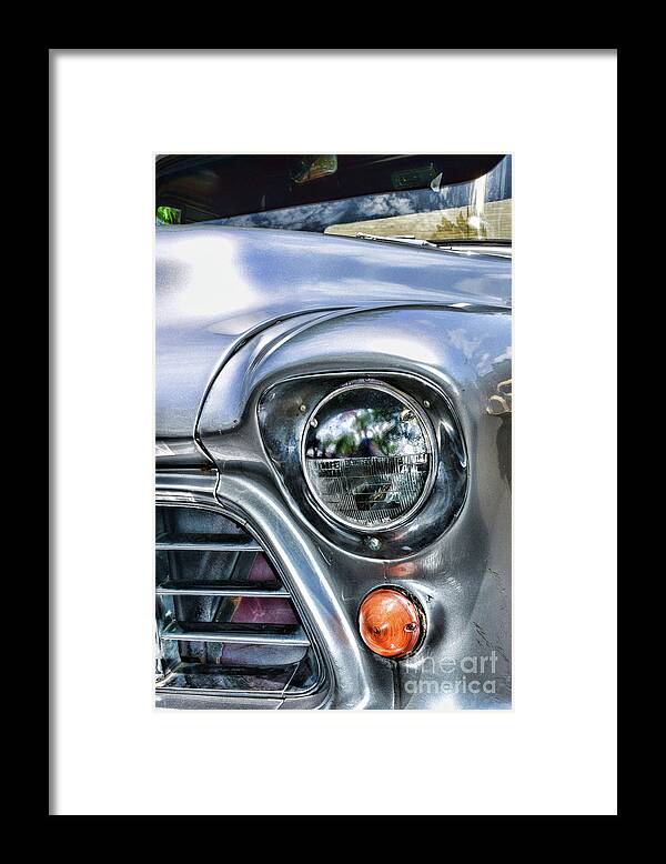 Paul Ward Framed Print featuring the photograph 1955 Chevy Pick Up Truck Headlight by Paul Ward