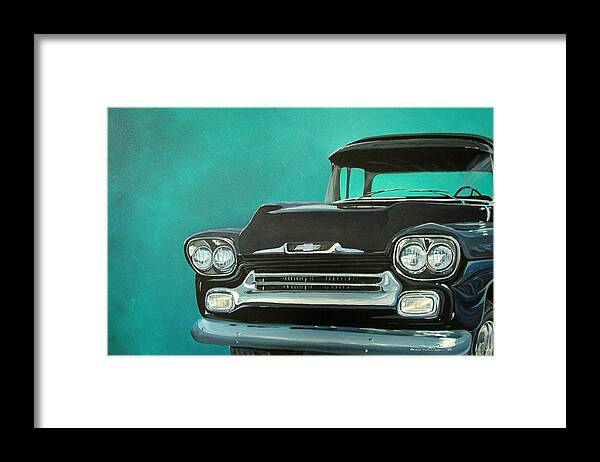 Folk Art Framed Print featuring the painting 1957 Apache Truck by Debbie Criswell
