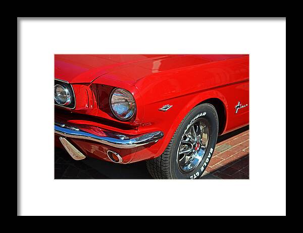 1965 Framed Print featuring the photograph 1965 Red Ford Mustang Classic Car by Toby McGuire