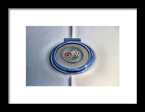 Auto Framed Print featuring the photograph 1966 Corvette Coupe Gas Tank Flap #1966 by Allen Beatty