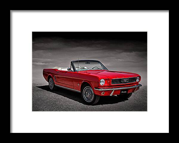 Mustang Framed Print featuring the digital art 1966 Ford Mustang Convertible by Douglas Pittman