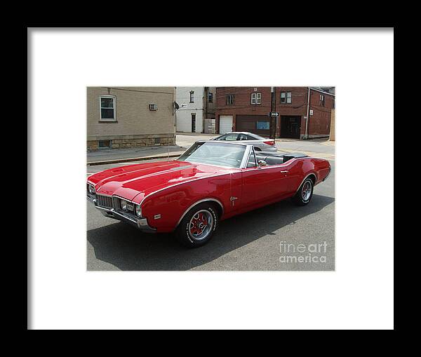 Red Car Framed Print featuring the photograph 1968 Olds Cutlass Convertible Xo by Lisa Koyle