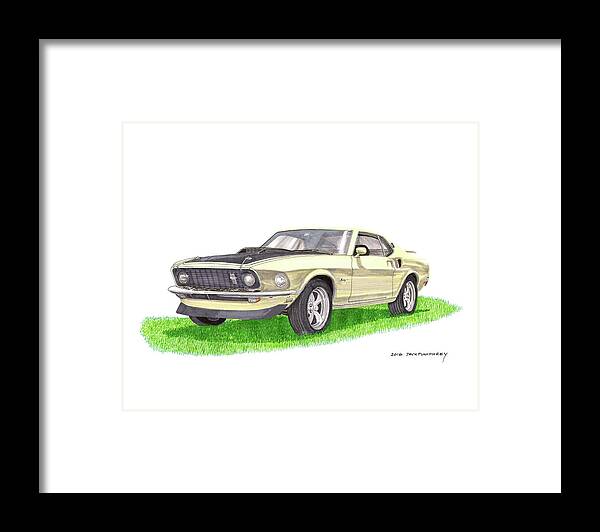 1969 Ford Mustang Fastback Framed Print featuring the painting 1969 Mustang Fastback by Jack Pumphrey