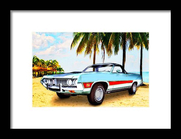 1971 Ford Ranchero Framed Print featuring the pyrography 1971 Ford Ranchero at Three Palms - 5th Generation of Ranchero by Chas Sinklier