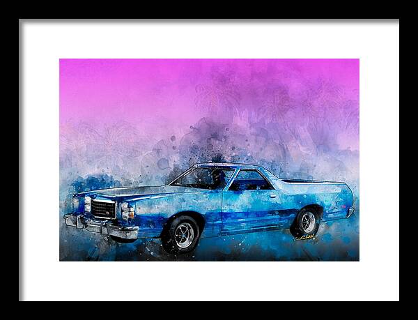 1979 Framed Print featuring the digital art 1979 Ranchero Watercolour of the Last Sport Pickup Truck by Chas Sinklier