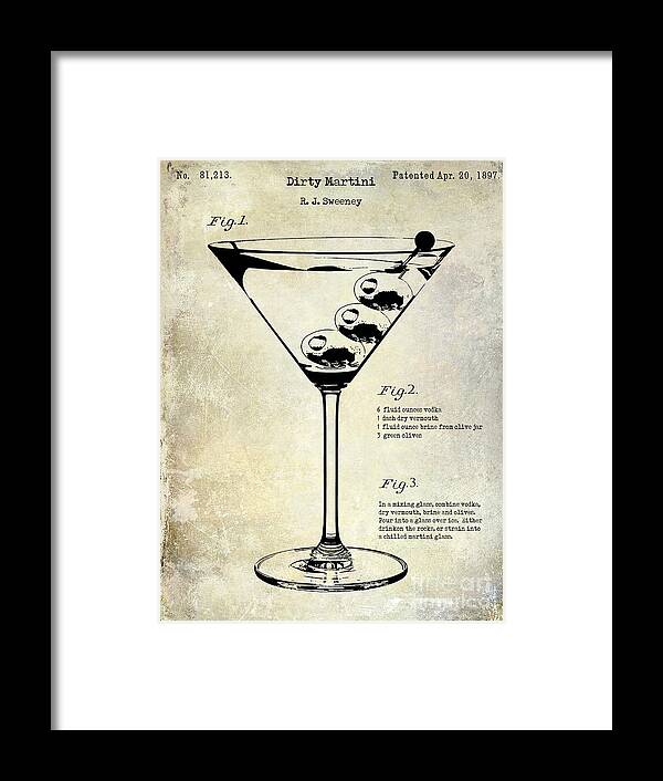 Martini Framed Print featuring the photograph 1897 Dirty Martini Patent by Jon Neidert
