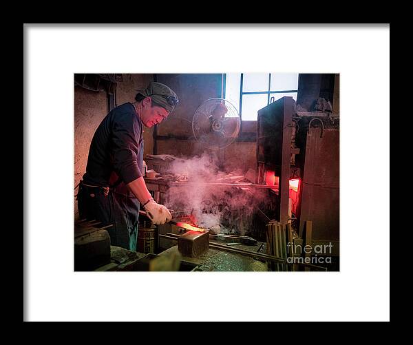 Blacksmith Framed Print featuring the photograph 4th Generation Blacksmith, Miki City Japan #2 by Perry Rodriguez
