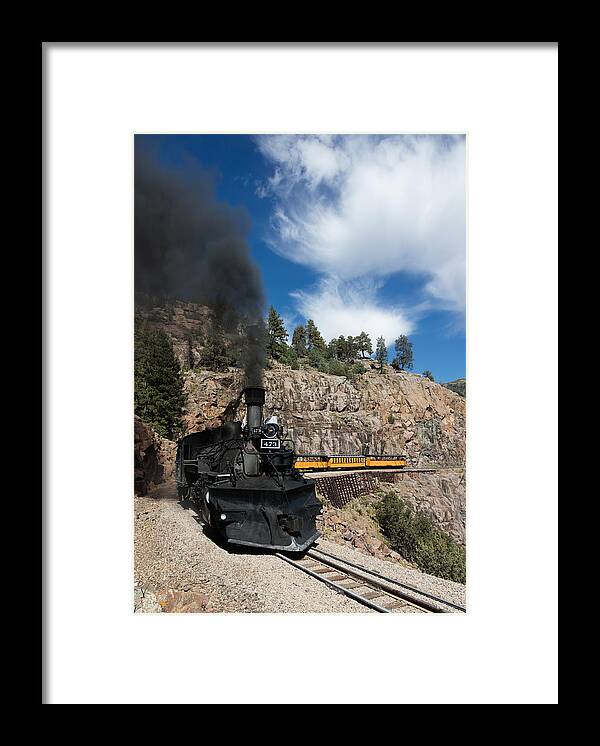 Carol M. Highsmith Framed Print featuring the photograph A Durango and Silverton Narrow Gauge Scenic Railroad train chugs through the San Juan Mountains #4 by Carol M Highsmith