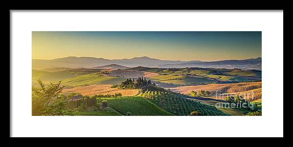 Agriculture Framed Print featuring the photograph A Golden Morning in Tuscany #3 by JR Photography