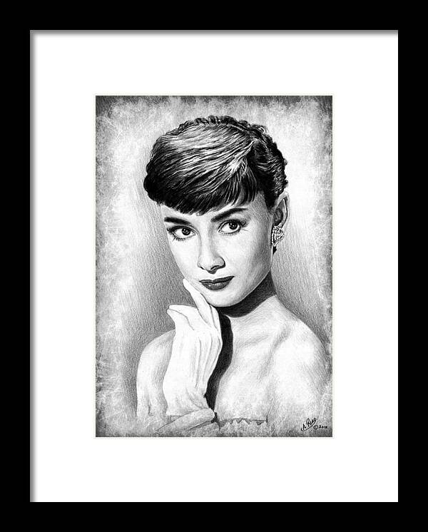 Audrey Hepburn Framed Print featuring the drawing Audrey Hepburn #1 by Andrew Read
