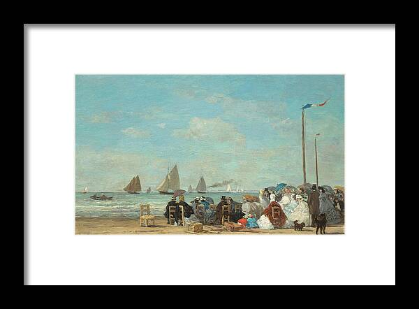 Eugene Boudin Framed Print featuring the painting Beach Scene At Trouville #2 by Eugene Boudin