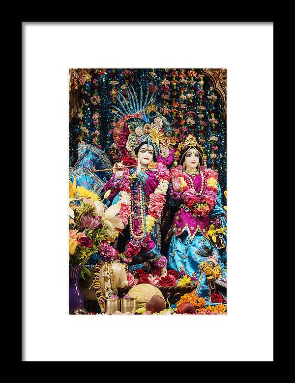 Krishna And Radhe Framed Print featuring the photograph Beautiful image of Krishna and Radhe from Boise Hare Krishna Temple #2 by Vishwanath Bhat