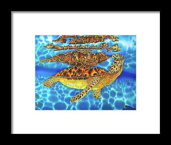 Sea Turtle Framed Print featuring the painting Caribbean Sea Turtle #1 by Daniel Jean-Baptiste