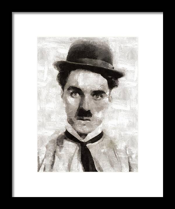 Charlie Framed Print featuring the painting Charlie Chaplin Hollywood Legend #9 by Esoterica Art Agency