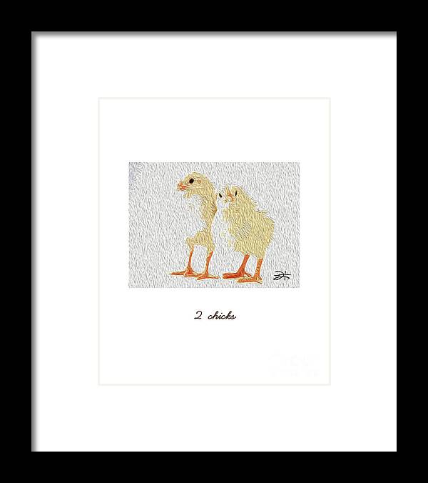 Animals Framed Print featuring the mixed media 2 Chicks by Francelle Theriot