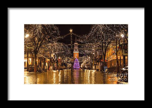 burlington Vermont Framed Print featuring the photograph Christmas time on Church Street. #3 by New England Photography