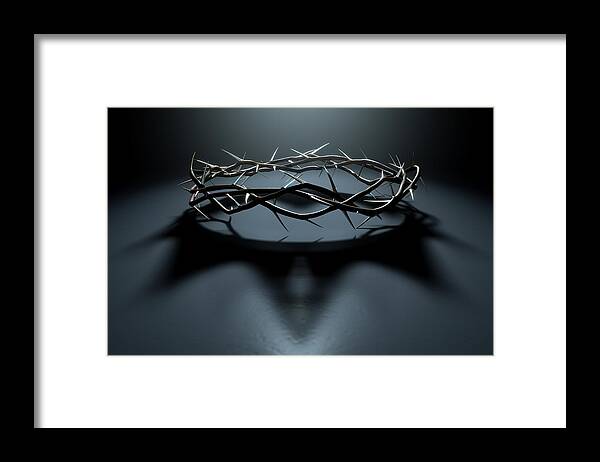 Crown Framed Print featuring the digital art Crown Of Thorns With Royal Shadow #2 by Allan Swart