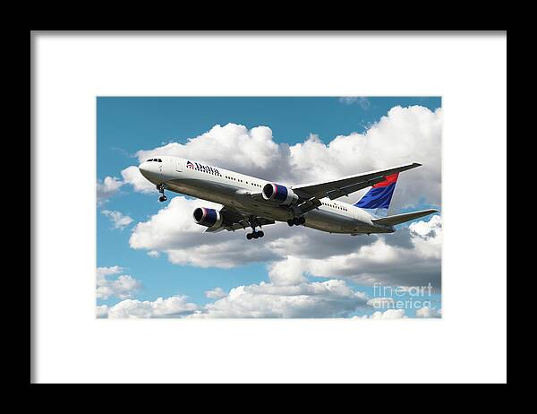 Delta Framed Print featuring the digital art Delta AIrlines Boeing 767 by Airpower Art