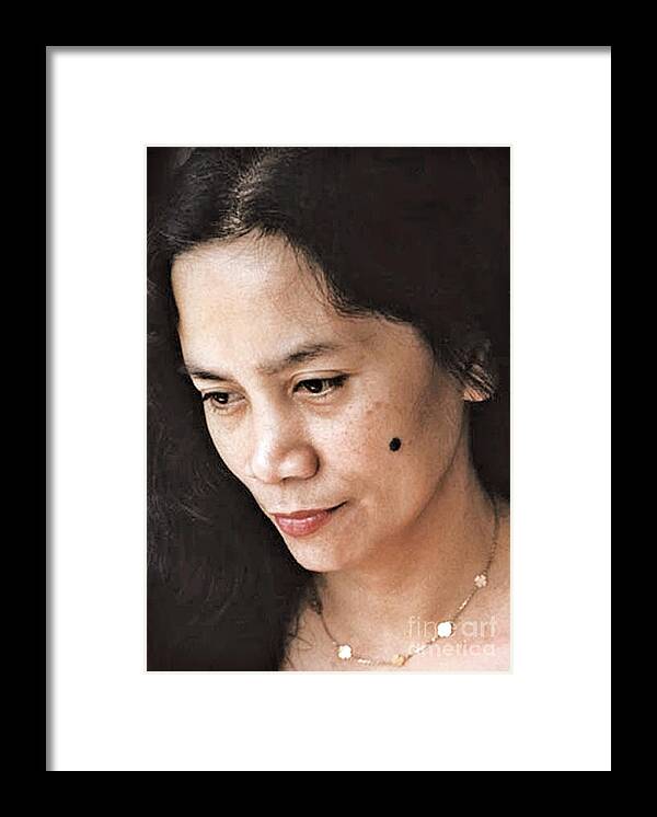 Filipnio Framed Print featuring the photograph Filipina Beauty with a mole on Her Cheek #1 by Jim Fitzpatrick