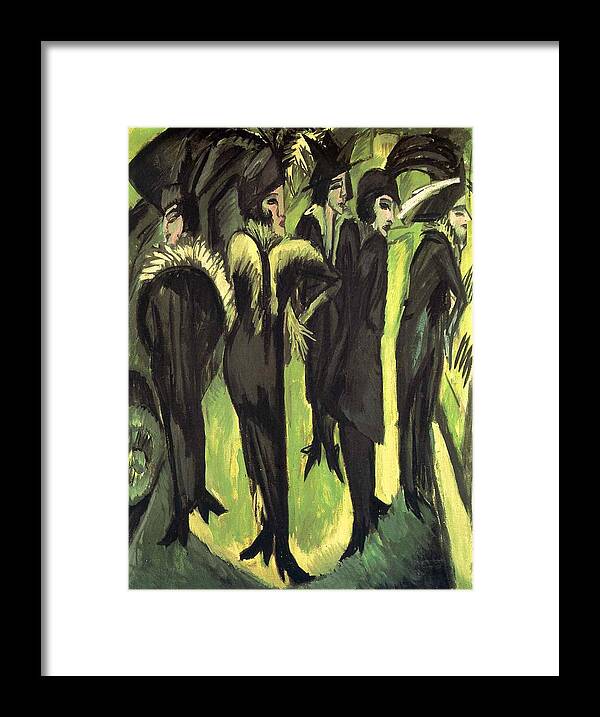 Five Women At The Street - Ernst Ludwig Kirchner Framed Print featuring the painting Five Women at the Street by Ernst Ludwig