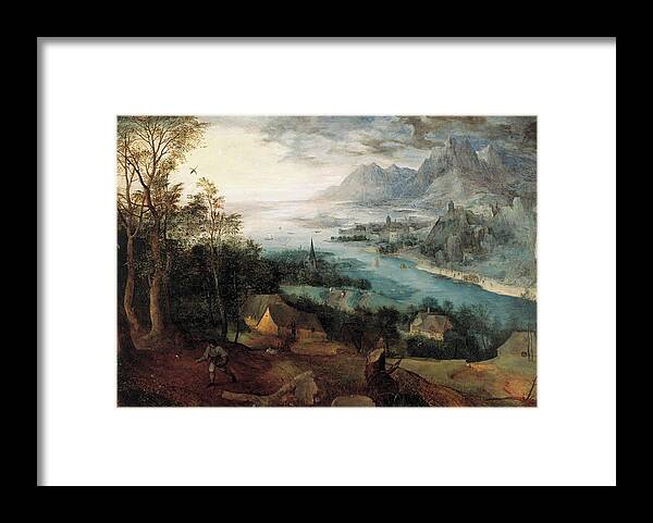 Pieter Bruegel The Elder Framed Print featuring the painting Flemish Parable of the Sower by Pieter Bruegel the Elder