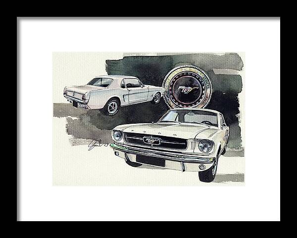 Ford Framed Print featuring the painting Ford Mustang #2 by Yoshiharu Miyakawa