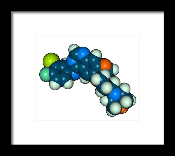 Gefitinib Framed Print featuring the photograph Gefitinib Molecular Model #2 by Scimat