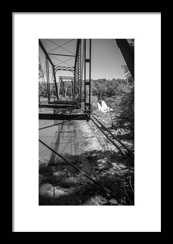 Kelly Hazel Framed Print featuring the photograph Ghost Bridge in Black and White #2 by Kelly Hazel