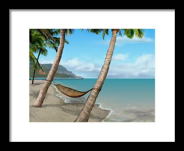 Hanalei Bay Framed Print featuring the painting Hanalei Hammock #2 by Stephen Jorgensen