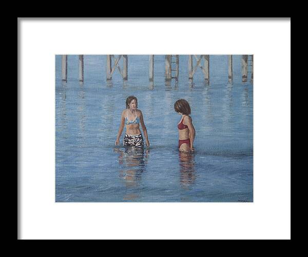 Beach Framed Print featuring the painting In The Water #2 by Masami Iida