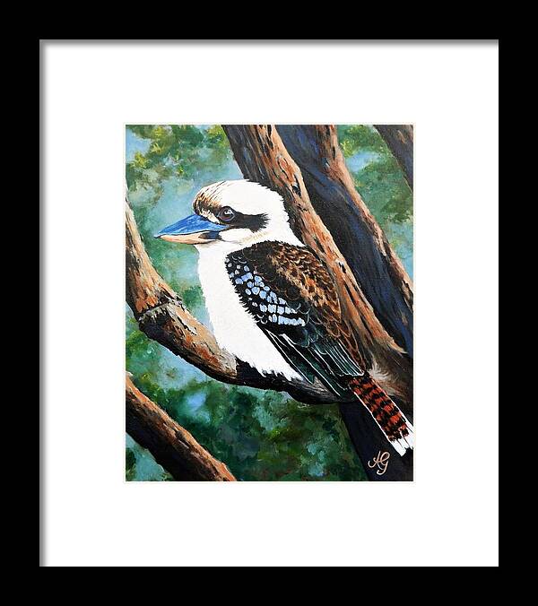 Australia. Acrylic Framed Print featuring the painting Kookaburra #1 by Anne Gardner