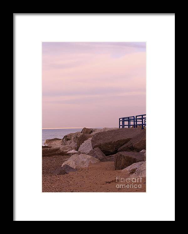 Lake Huron Framed Print featuring the photograph Lexington Harbor at sunset by Kathy DesJardins