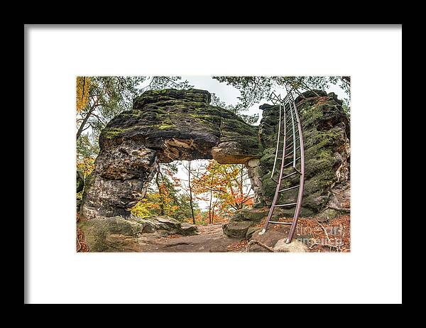 Autumn Framed Print featuring the photograph Little Pravcice Gate - famous natural sandstone arch #2 by Michal Boubin