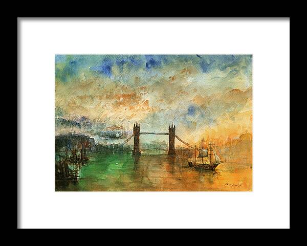 London Art Framed Print featuring the painting London watercolor painting #2 by Juan Bosco