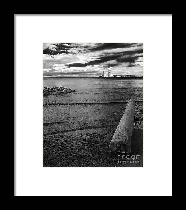 Mackinac Framed Print featuring the photograph Mackinac Bridge - Infrared 01 by Larry Carr