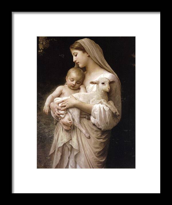 Nativity Framed Print featuring the painting Madonna and Child #1 by William Bouguereau