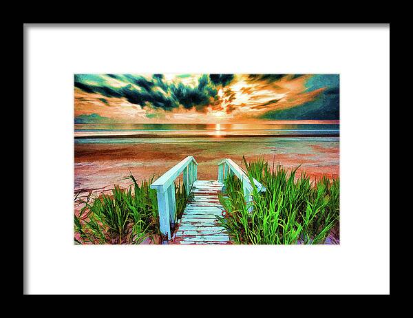 Florida Framed Print featuring the digital art Marineland Beach Path #2 by Stefan Mazzola