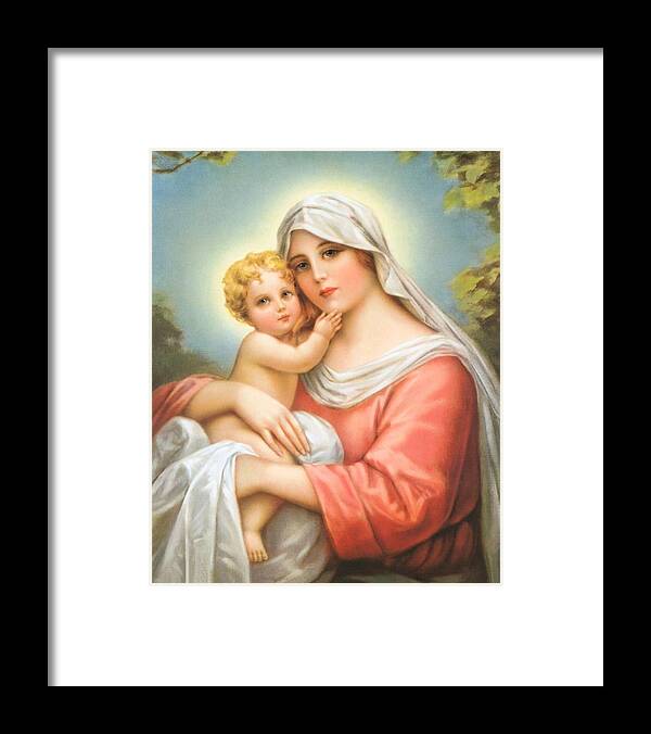 Christmas Framed Print featuring the painting Mary and Baby Jesus by Artist Unknown