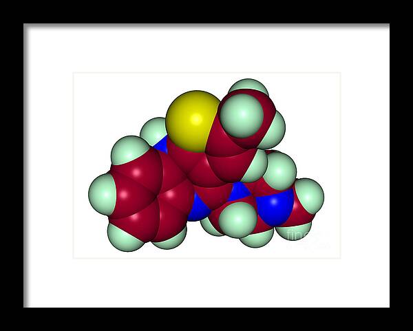 Antagonist Framed Print featuring the photograph Molecular Model Of Olanzapine #2 by Scimat
