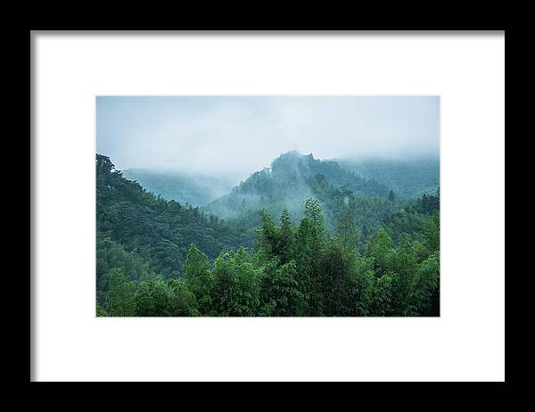 Scenery Framed Print featuring the photograph Mountains scenery in the mist #2 by Carl Ning