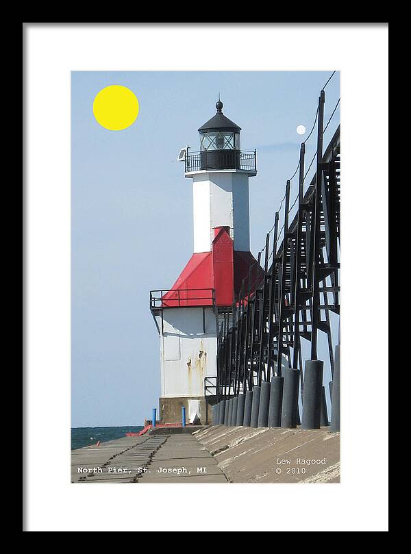 Digital Framed Print featuring the photograph North Pier St Joseph Michigan #2 by Lew Hagood
