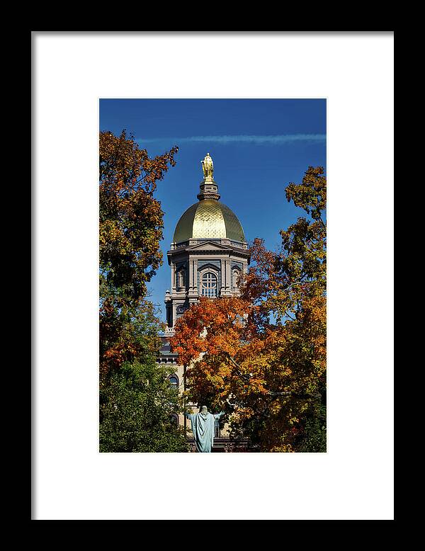 Notre Dame University Framed Print featuring the photograph Notre Dame's Golden Dome by Mountain Dreams