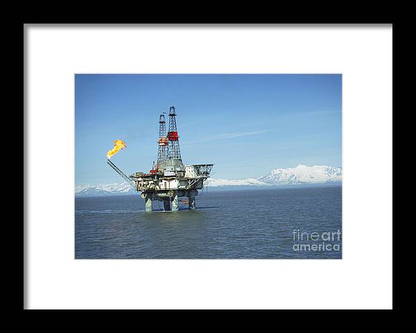 Industry Framed Print featuring the photograph Offshore Oil Drilling Platform, Alaska #2 by Joe Rychetnik