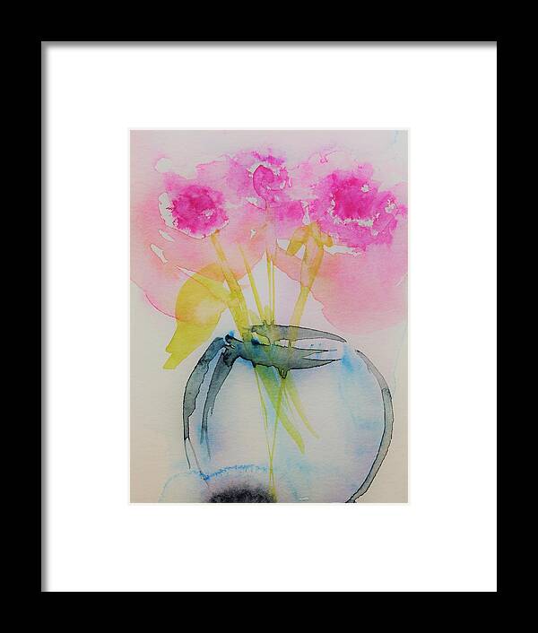 Pink Flowers Aquarell Blumen Watercolor Art Abstract Painting Originell Flower Painting Framed Print featuring the painting pink Flowers #2 by Britta Zehm